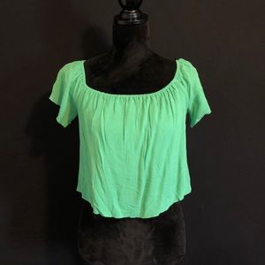 Green Off Shoulder Cropped Blouse